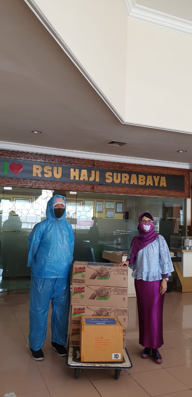 Penerimaan Bantuan dan Donasi dari Kala Krisis Sby, LMI(Lembaga Manajemen Infaq), dan PT.Nestle Bagi Petugas Kesehatan Penanganan COVID-19 di RSU Haji Surabaya