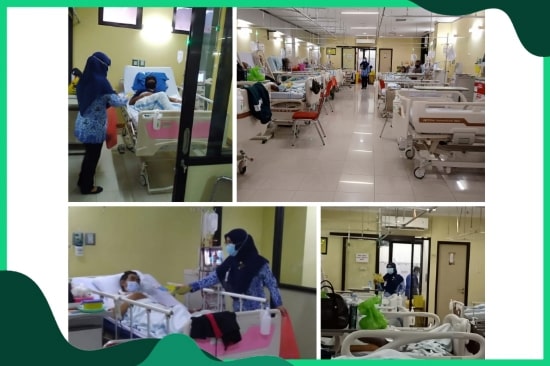 Kegiatan Pembagian Masker dan Hand Sanitizer serta Edukasi Kepada Pasien Instalasi Hemodialisa RS Haji Surabaya Dalam Rangka HUT KORPRI Ke-49